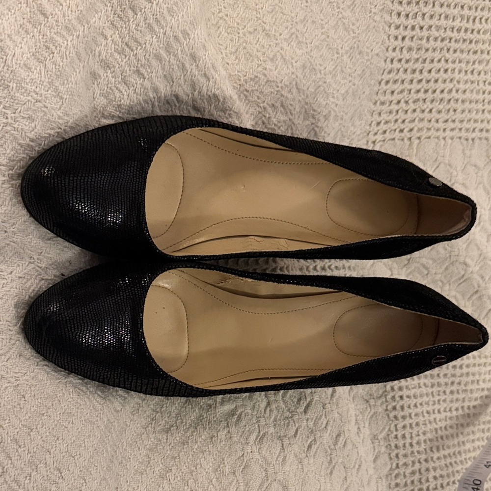 Calvin Klein black snake skin heels